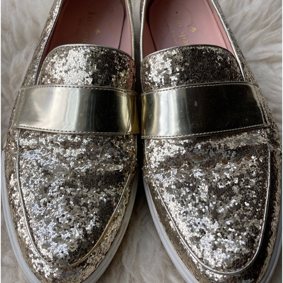 kate spade Shoes Kate Spade Gold Glitter Sneakers Sz 7 Poshmark